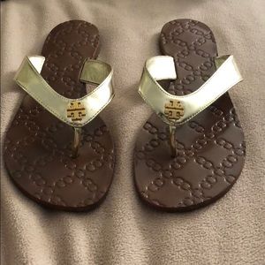 Gold Tory Burch size 8 thong sandals